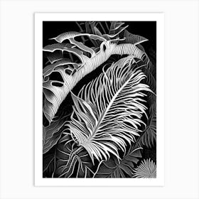 Bird S Nest Fern Linocut Art Print