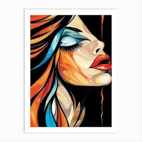 Girl With Colorful Hair 4 Art Print