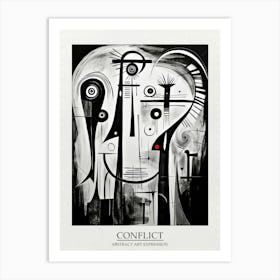 Conflict Abstract Black And White 3 Poster Art Print