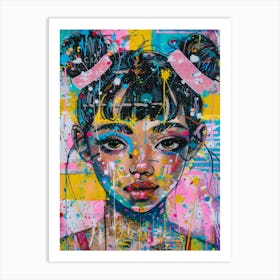 Girl With Big Hair Art Print