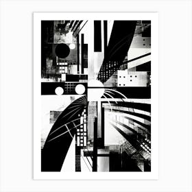 Intersection Abstract Black And White 6 Art Print