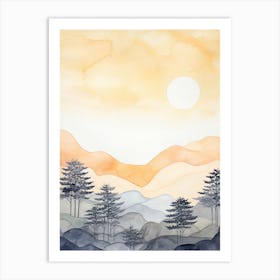 Watercolour Of Kahurangi National Park   New Zealand 0 Art Print