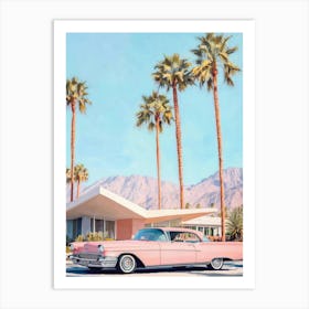 Pink Car In Palm Springs Art Print