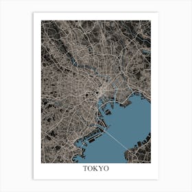 Tokyo Black Blue Art Print