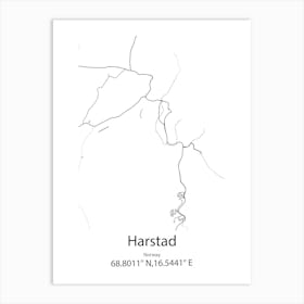 Harstad,Norway Minimalist Map Art Print