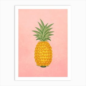 Vintage Minimal Art Pineapple on A pink background Art Print