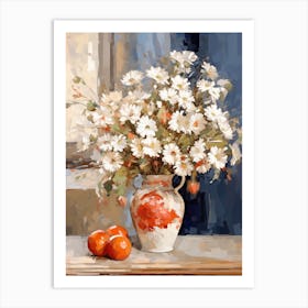 Daisy Flower And Peaches Still Life Painting 4 Dreamy Art Print