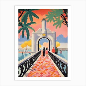 Vizcaya Bridge, Getxo, Spain, Colourful 2 Art Print