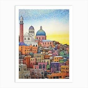 Tacoma Museum District Pointillism 28 Art Print