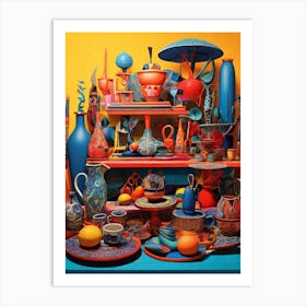 Colorful Display Of Ceramics Art Print