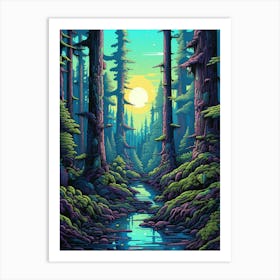 Hoh Rainforest Pixel Art 2 Art Print