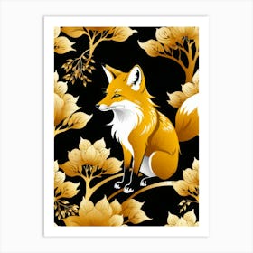 Japanese Fox art painting Art Print