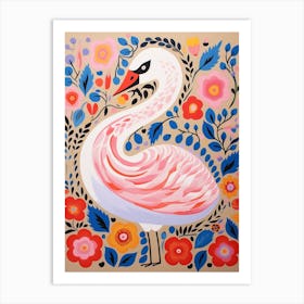 Pink Scandi Swan 3 Art Print