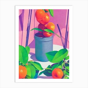 Tangerine Risograph Retro Poster Fruit Art Print