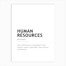 Human Resources Definition Poster - Dictionary Art Print