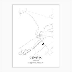 Lelystad,Netherlands Minimalist Map Art Print