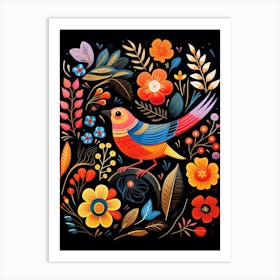 Folk Bird Illustration House Sparrow 1 Art Print