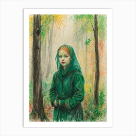 Girl In The Woods Art Print