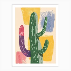 Rat Tail Cactus Minimalist Abstract Illustration 5 Art Print