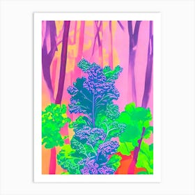 Kale 2 Risograph Retro Poster vegetable Art Print