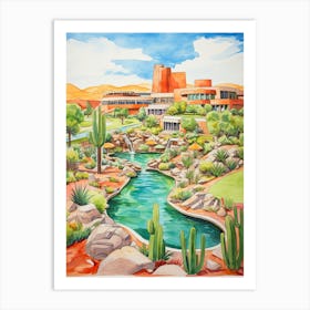 Sanctuary On Camelback Mountain Resort & Spa   Scottsdale, Arizona   Resort Storybook Illustration 1 Art Print