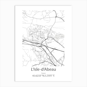 L Isle D Abeau,France Minimalist Map Art Print