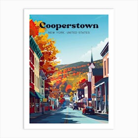 Cooperstown New York Town Travel Art Illustration Art Print