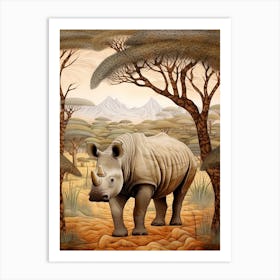 Rhinoceros In The African Savannah 3 Art Print