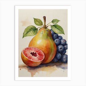 Pears And Grapes Art Print