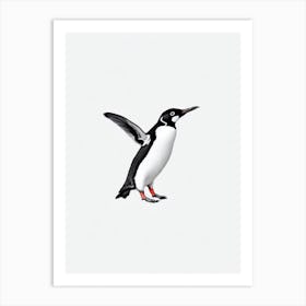 Penguin B&W Pencil Drawing 3 Bird Art Print