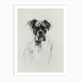 Boxer Dog Charcoal Line 4 Art Print