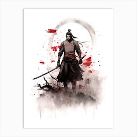 Samurai Sumi E Illustration 7 Art Print