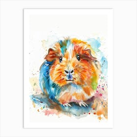 Guinea Pig Colourful Watercolour 3 Art Print