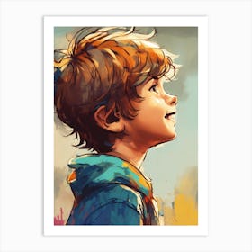 Cute Boy In The Sky Art Print