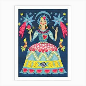 Mexican Folk Art Moon And Star Frida Art Print