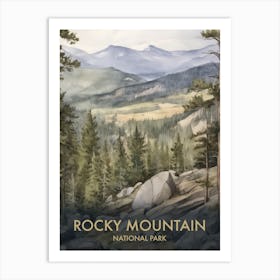 Rocky Mountain National Park Watercolour Vintage Travel Poster 1 Art Print
