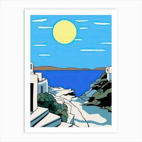 Minimal Design Style Of Mykonos, Greece 4 Art Print