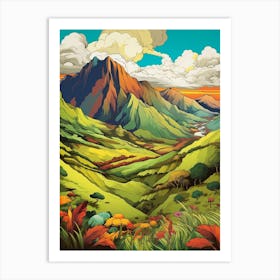 Rainbow Mountain Peru 1 Vintage Travel Illustration Art Print