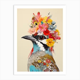 Bird With A Flower Crown Sparrow 5 Art Print