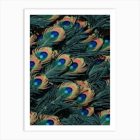 Peacock Feathers Pattern Seamless Pattern Art Print