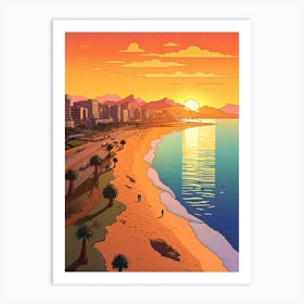Copacabana Beach, Brazil, Flat Illustration 4 Art Print