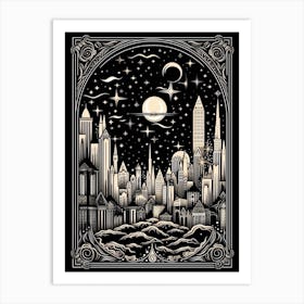 Moscow, Russia, Tarot Card Travel  Line Art 3 Art Print