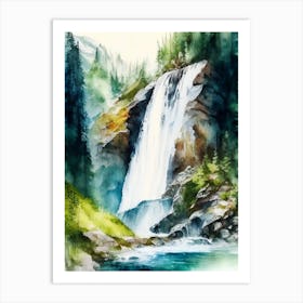 Grawa Waterfall, Austria Water Colour  (2) Art Print