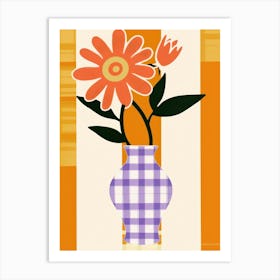 Wild Flowers Orange Tones In Vase 4 Art Print