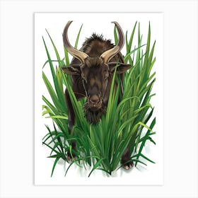 Illustration Of A Goat In The Grass Art Print