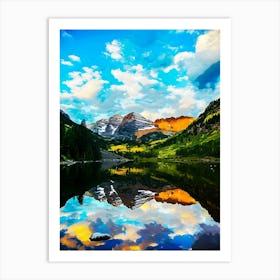 Maroon Bells And Lake At Sunrise, Colorado, Usa Art Print