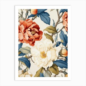 Wallpaper With Peonies Art Print