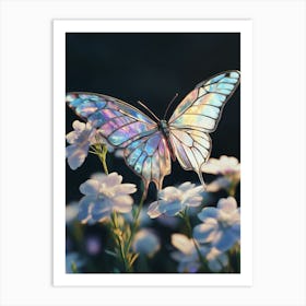 Translucent butterfly on mall white flowers Art Print