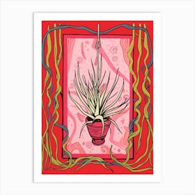 Pink And Red Plant Illustration Air Plant Art Print