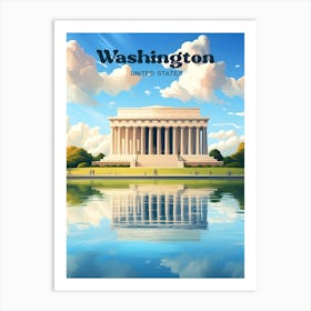 Washington United States Memorial Travel Art Illustration Art Print